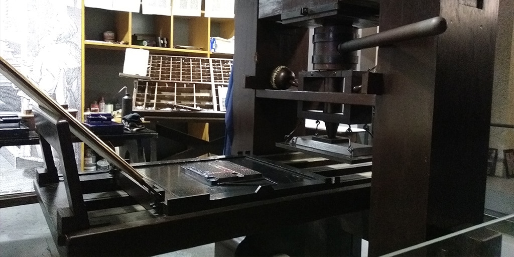 reconstitution imprimerie gutemberg (machine)