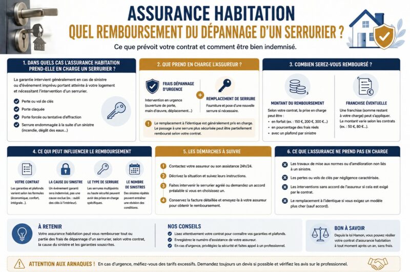 Assurance habitation: Quel remboursement du dépannage d’un serrurier ?