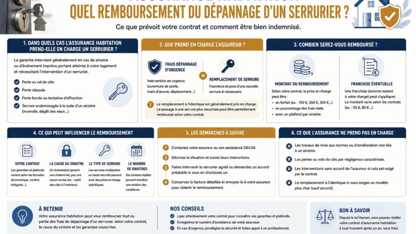 Assurance habitation: Quel remboursement du dépannage d’un serrurier ?