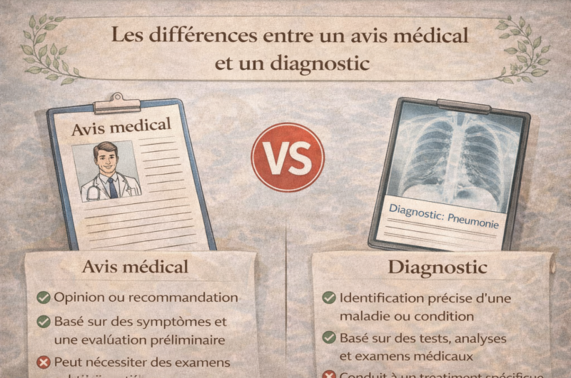 Les différences entre un avis médical et un diagnostic