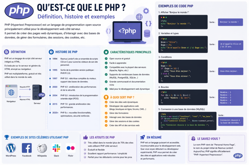 Qu’est-ce que le PHP ? Définition, histoire et exemples