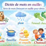 Dictée de mots en ouille : Série de mots finissant en ouille pour élèves