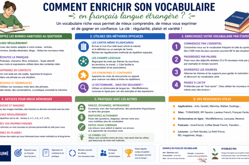 Comment enrichir son vocabulaire en français langue étrangère ?