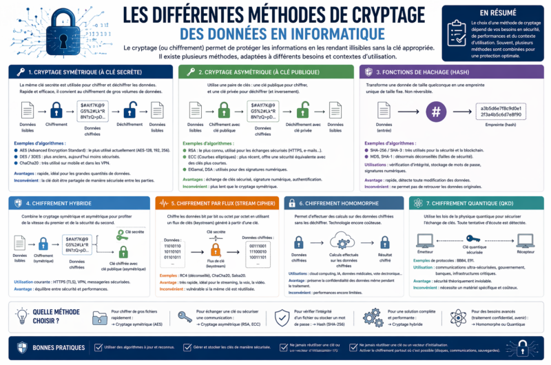Les différentes méthodes de cryptage des données en informatique