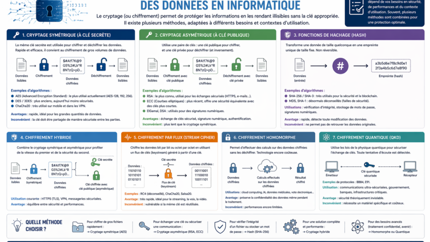 Les différentes méthodes de cryptage des données en informatique