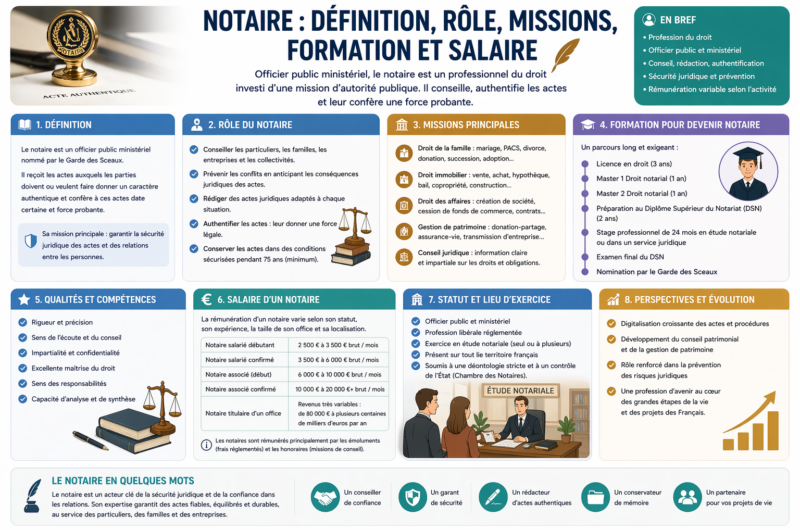 Notaire : Définition, rôle, missions, formation et salaire