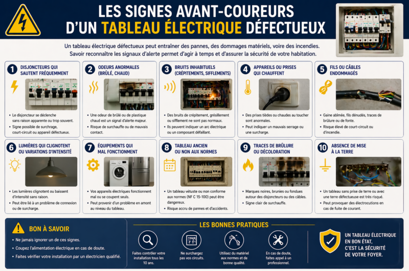 Les signes avant-coureurs d’un tableau électrique défectueux