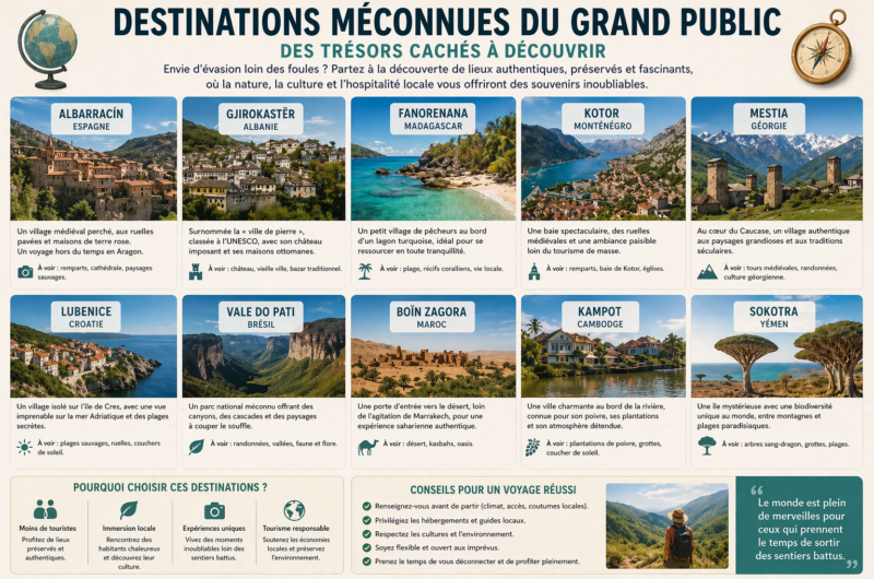Quelles sont les destinations méconnues du grand public ?