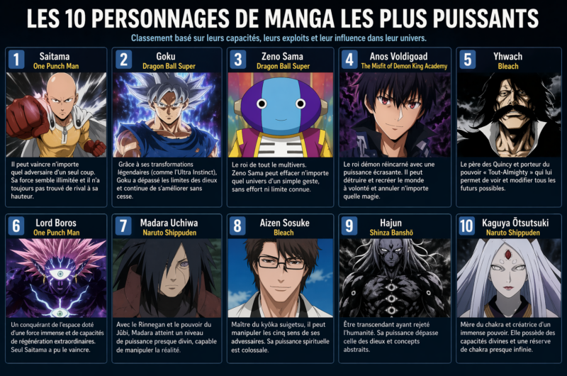 Les 10 personnages de manga les plus puissants