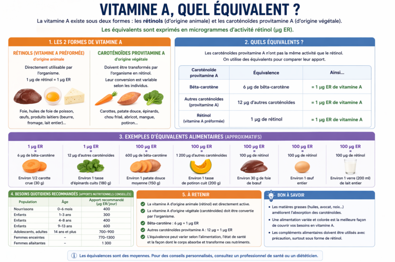 Vitamine A, quel équivalent ?
