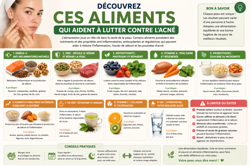 Découvrez ces aliments qui aident à lutter contre l’acné