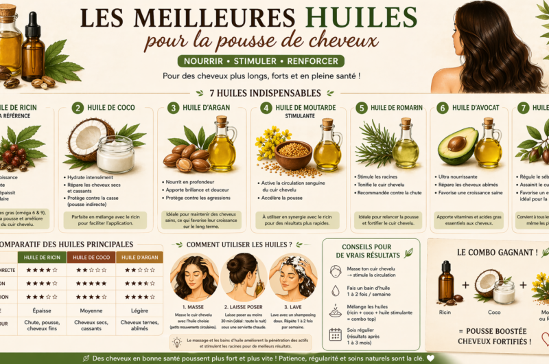 Quelles sont les meilleures huiles pour la pousse de cheveux ?