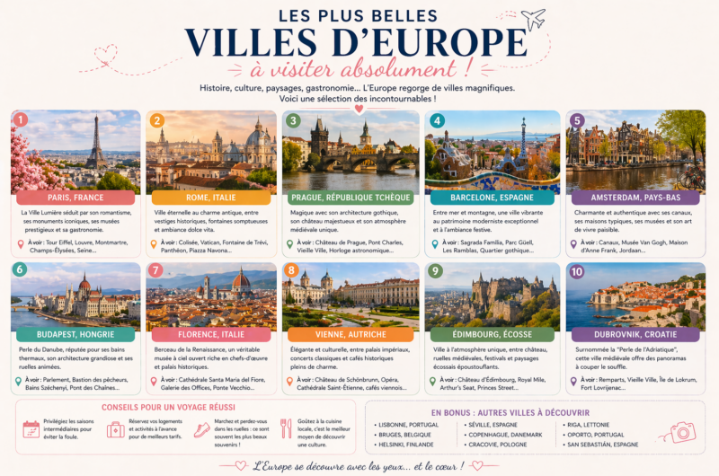 Quelles sont les plus belles villes d’Europe à visiter ?
