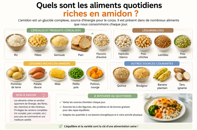 Quels sont les aliments quotidiens riches en amidon ?
