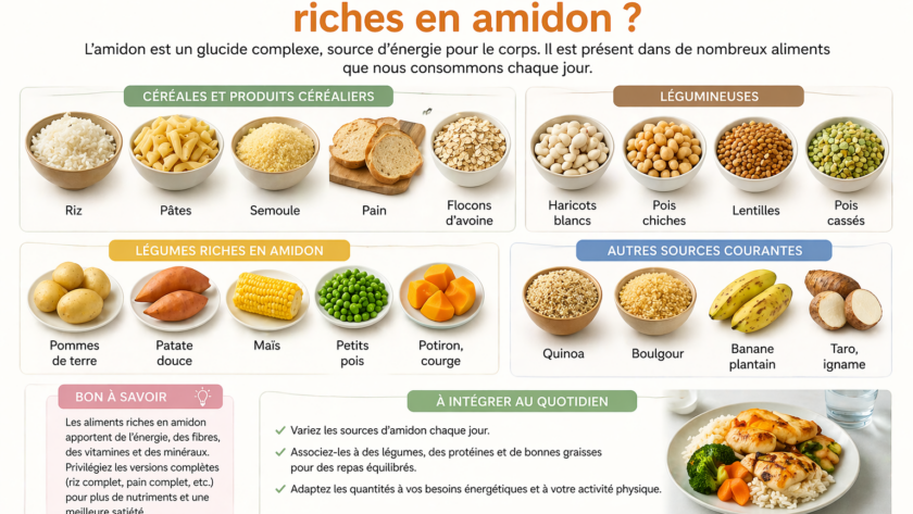Quels sont les aliments quotidiens riches en amidon ?