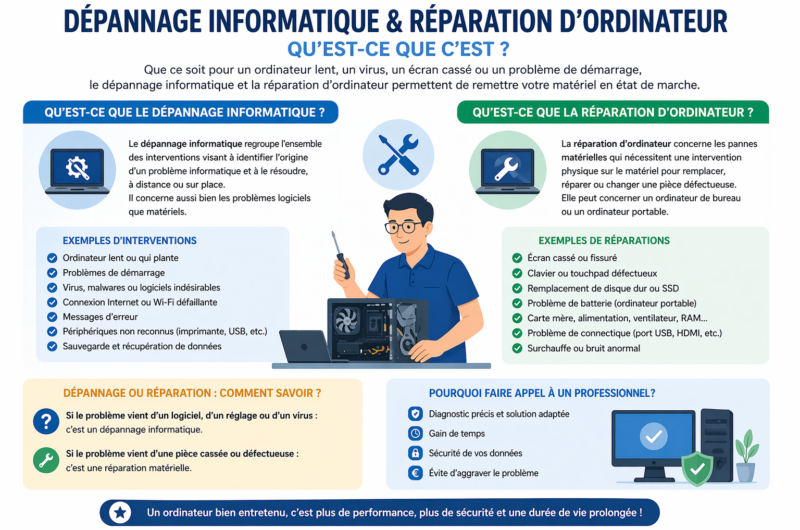 Qu’est-ce que le dépannage informatique ? La réparation d’ordinateur ?