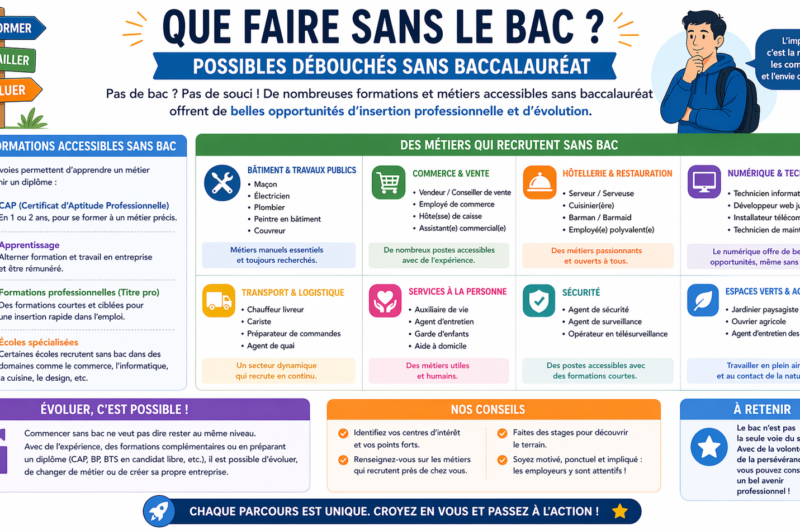 Que faire sans le Bac ? Possibles débouchés sans baccalauréat