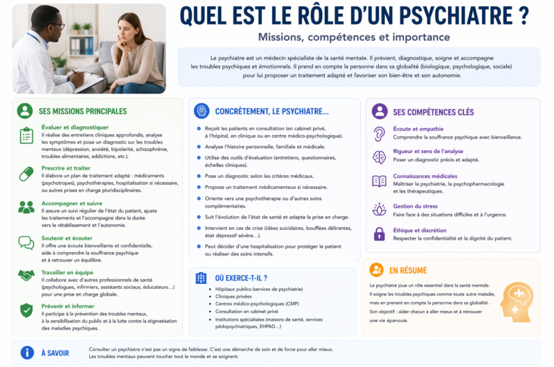 Quel est le rôle d’un psychiatre ? Ses missions
