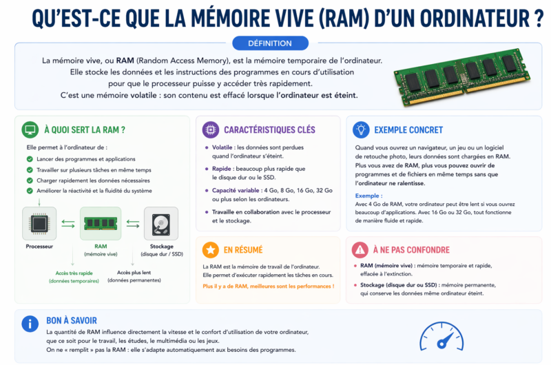 Qu’est-ce que la mémoire vive (RAM) d’un ordinateur ? Définition