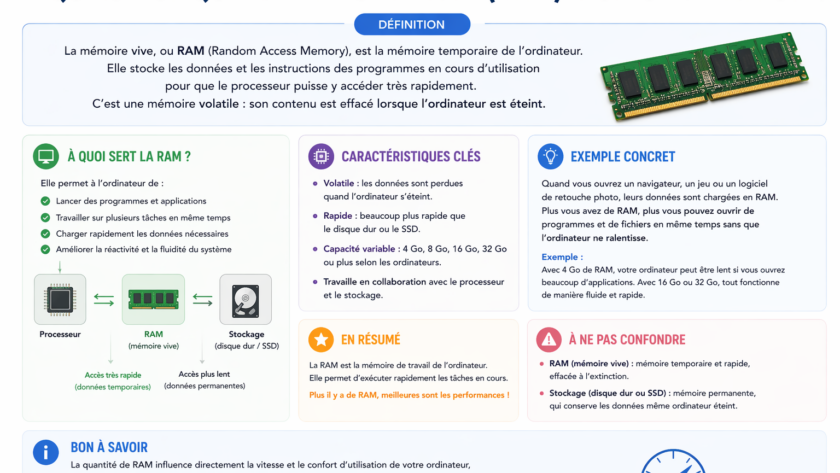 Qu’est-ce que la mémoire vive (RAM) d’un ordinateur ? Définition
