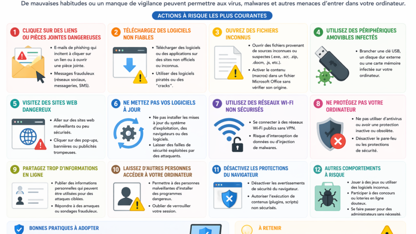 Quelles actions sont susceptibles d’infecter un ordinateur ?