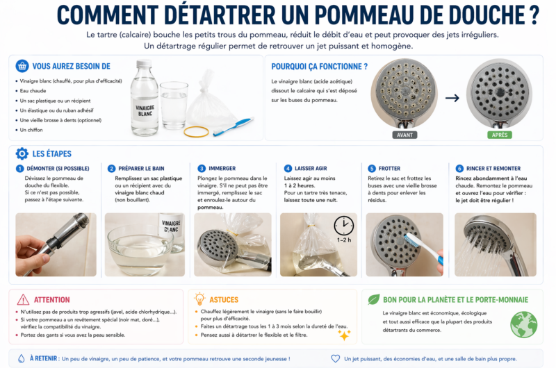 Comment détartrer un pommeau de douche ?