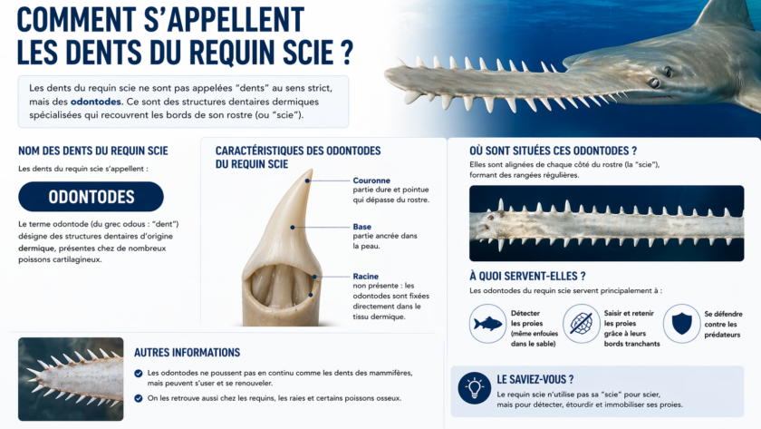 Comment s’appellent les dents du requin scie ?