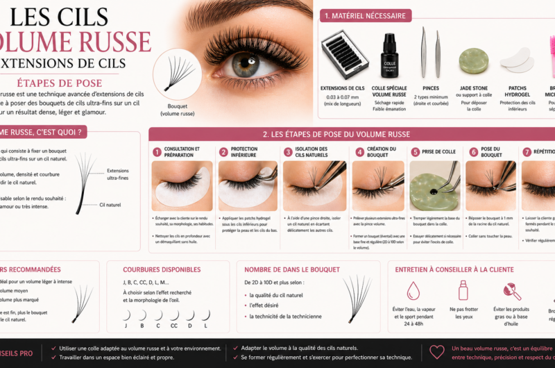 Les cils volume russe : Extensions de cils, étapes de pose