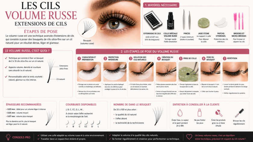 Les cils volume russe : Extensions de cils, étapes de pose