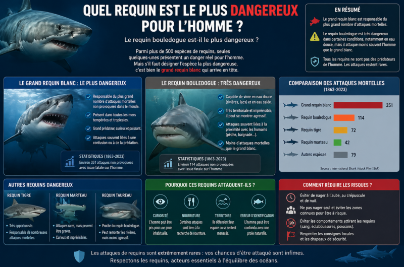 Quel requin est le plus dangereux pour l’homme ? Le requin bouledogue ?