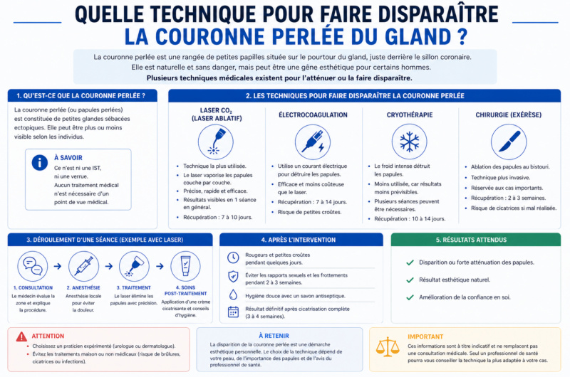 Quelle technique pour faire disparaître la couronne perlée du gland ?