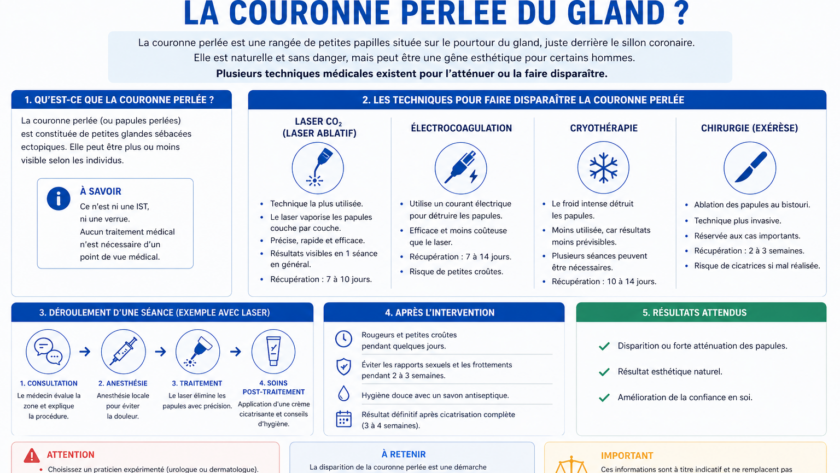 Quelle technique pour faire disparaître la couronne perlée du gland ?