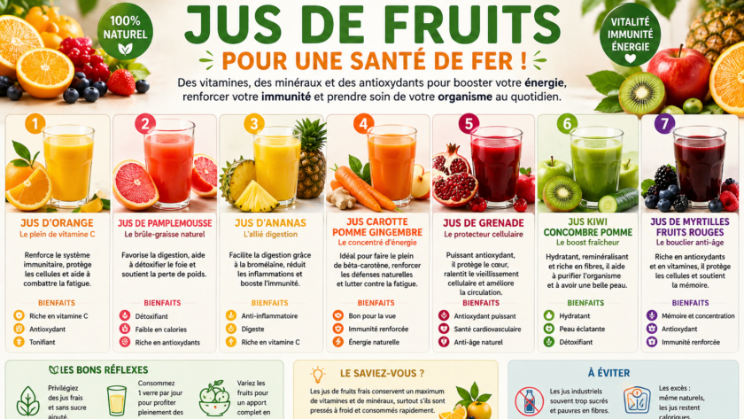 Les meilleurs jus de fruits pour une santé de fer !