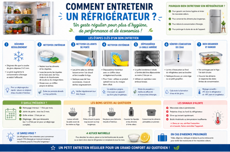Comment entretenir un réfrigérateur ?