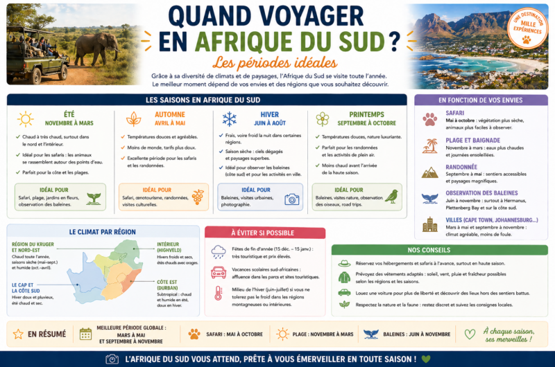 Quand voyager en Afrique du Sud ? Les périodes idéales