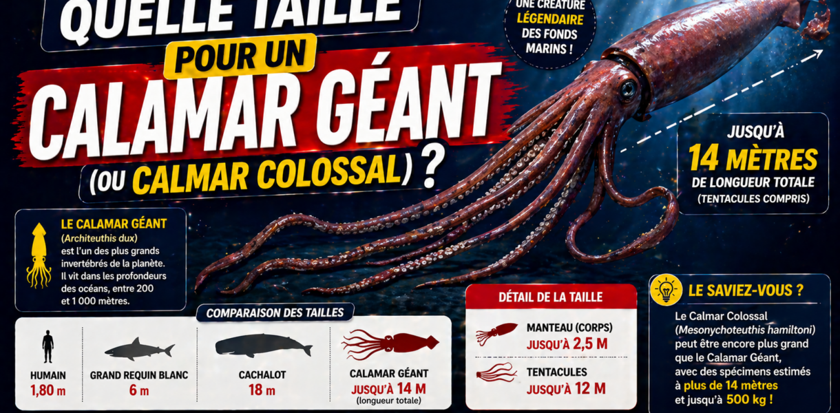 Quelle taille pour un Calamar Géant ? (ou Calmar Colossal)
