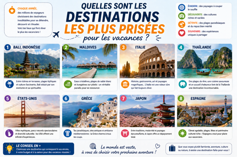 Quelles sont les destinations les plus prisées pour les vacances ?