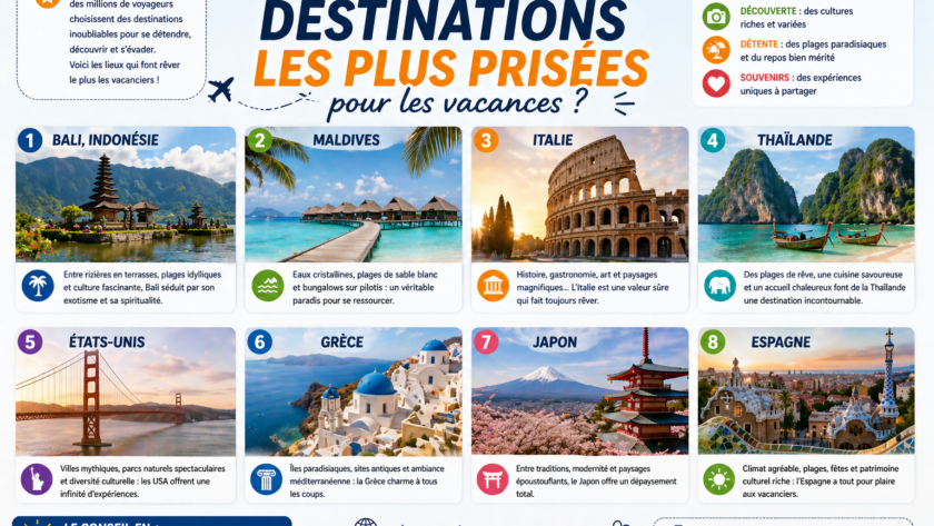 Quelles sont les destinations les plus prisées pour les vacances ?