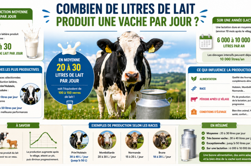 Combien de litres de lait produit une vache par jour ?