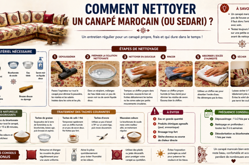 Comment nettoyer un canapé marocain ? (ou sedari)