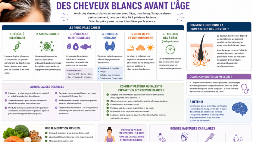 Les possibles causes des cheveux blancs avant l’âge