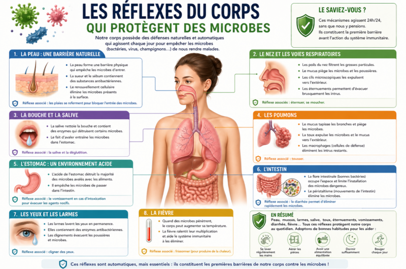 Les réflexes du corps qui protègent des microbes
