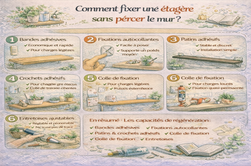 Comment fixer une étagère sans percer le mur ?