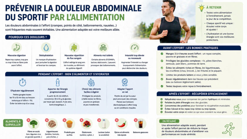 Prévenir la douleur abdominale du sportif par l’alimentation
