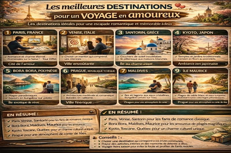 Les meilleures destinations pour un voyage en amoureux