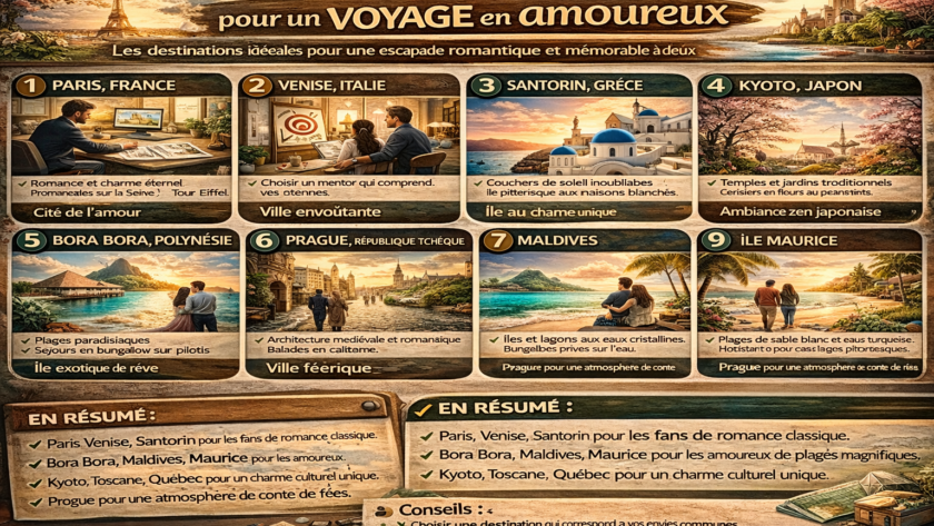 Les meilleures destinations pour un voyage en amoureux