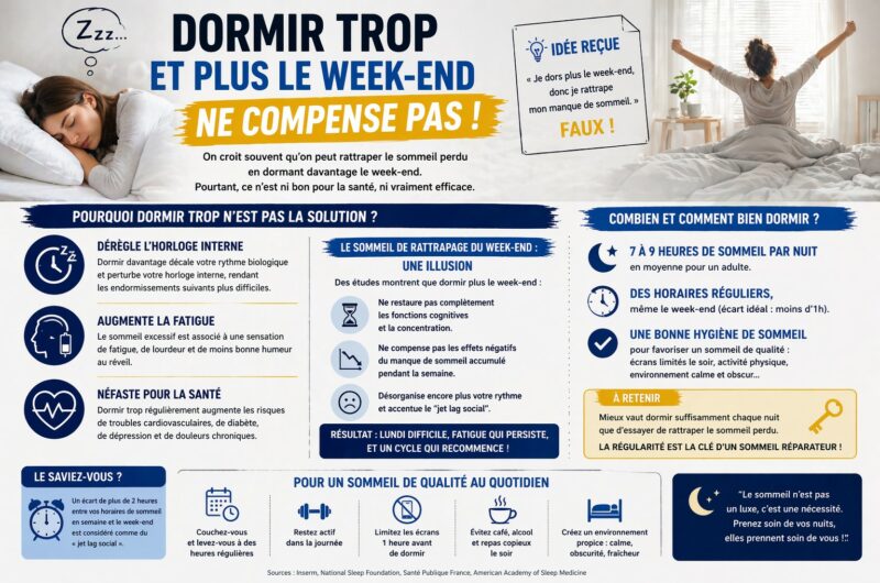 Dormir trop et plus le week-end ne compense pas !