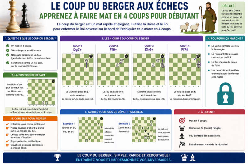 Le coup du berger au échecs, apprenez à faire un mat en 4 coups pour débutant