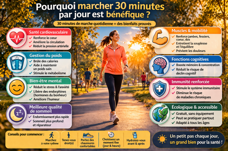 Pourquoi marcher 30 minutes par jour est bénéfique