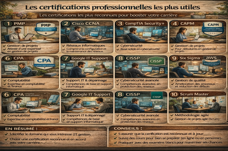 Les certifications professionnelles les plus utiles
